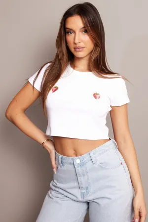 budget-friendly White Graphic Tee Short Sleeve Crop