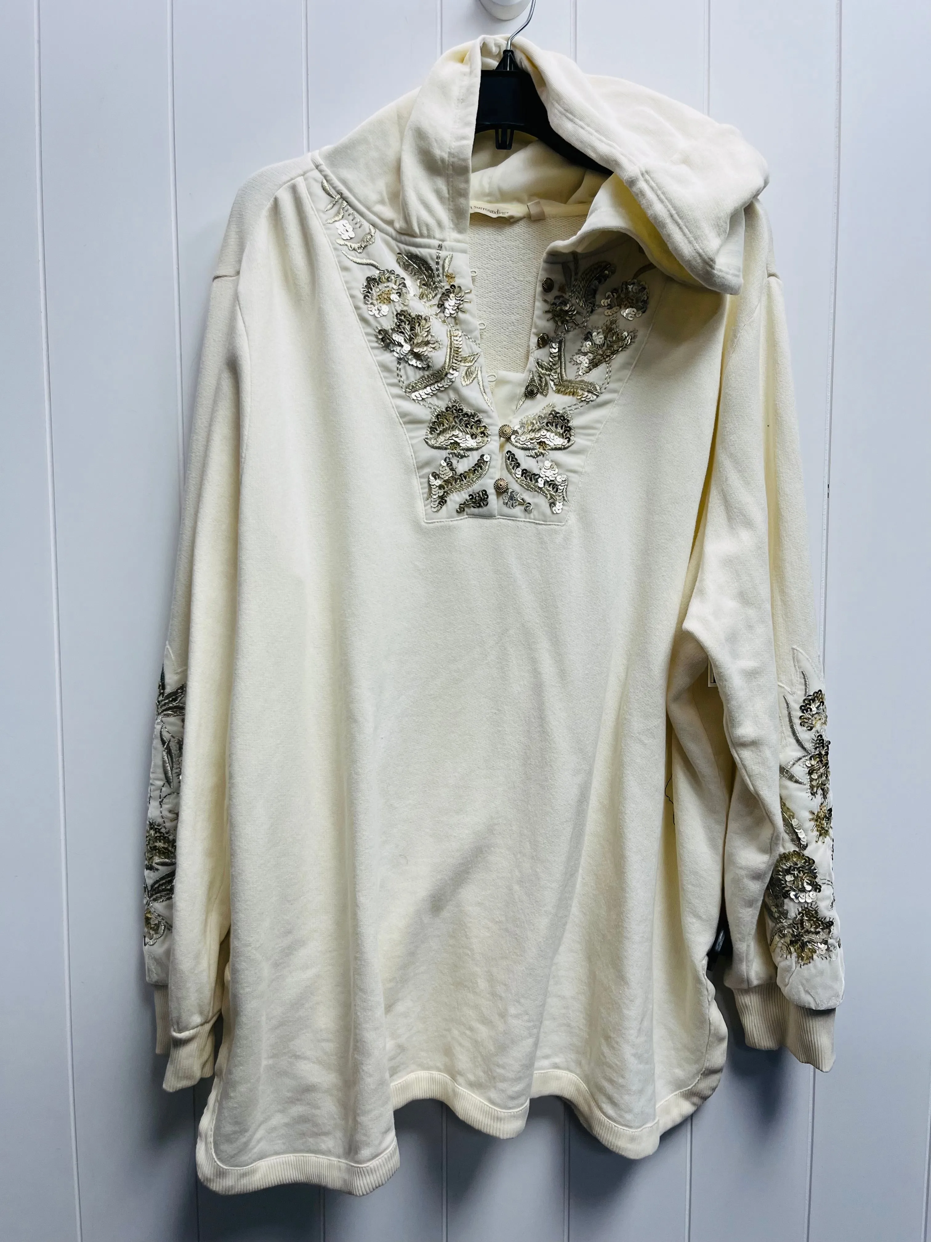 Sweatshirt Hoodie By Soft Surroundings In Cream, Size: 2x Everyday Fashion