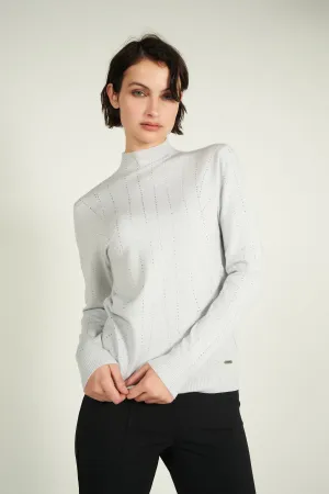 Casual Comfort Wear Chandail ?? col montant avec pierres - HYACINTHE - (E-C1) - VENTE FINALE