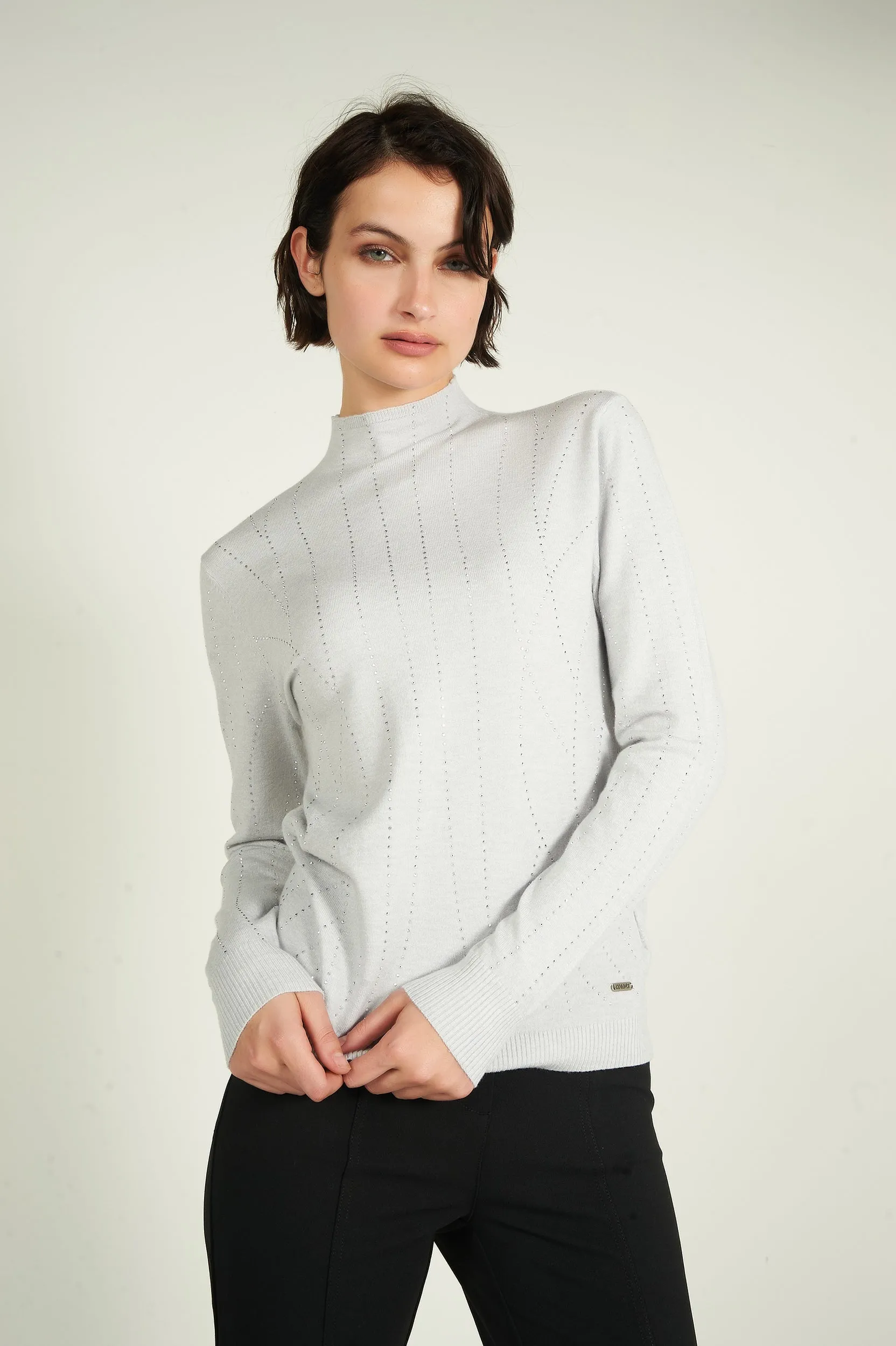 Garment Dyed Finish Chandail ?? col montant avec pierres - HYACINTHE - (E-C1) - VENTE FINALE