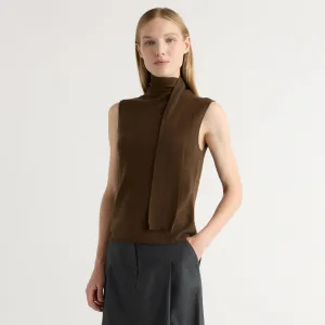 Warm Comfort Fashion Essentials Demi Scarf-Neck Cotton-Silk Knit Top