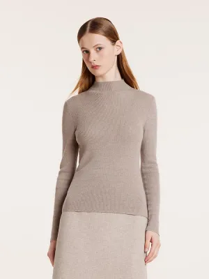 Machine Washable Wool Mock Neck Women Sweater Cozy All-Day Elegant Knit