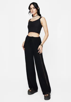 Blessing Lace Trim Wide Leg Trouser AbrasionResistant Stay Flexible