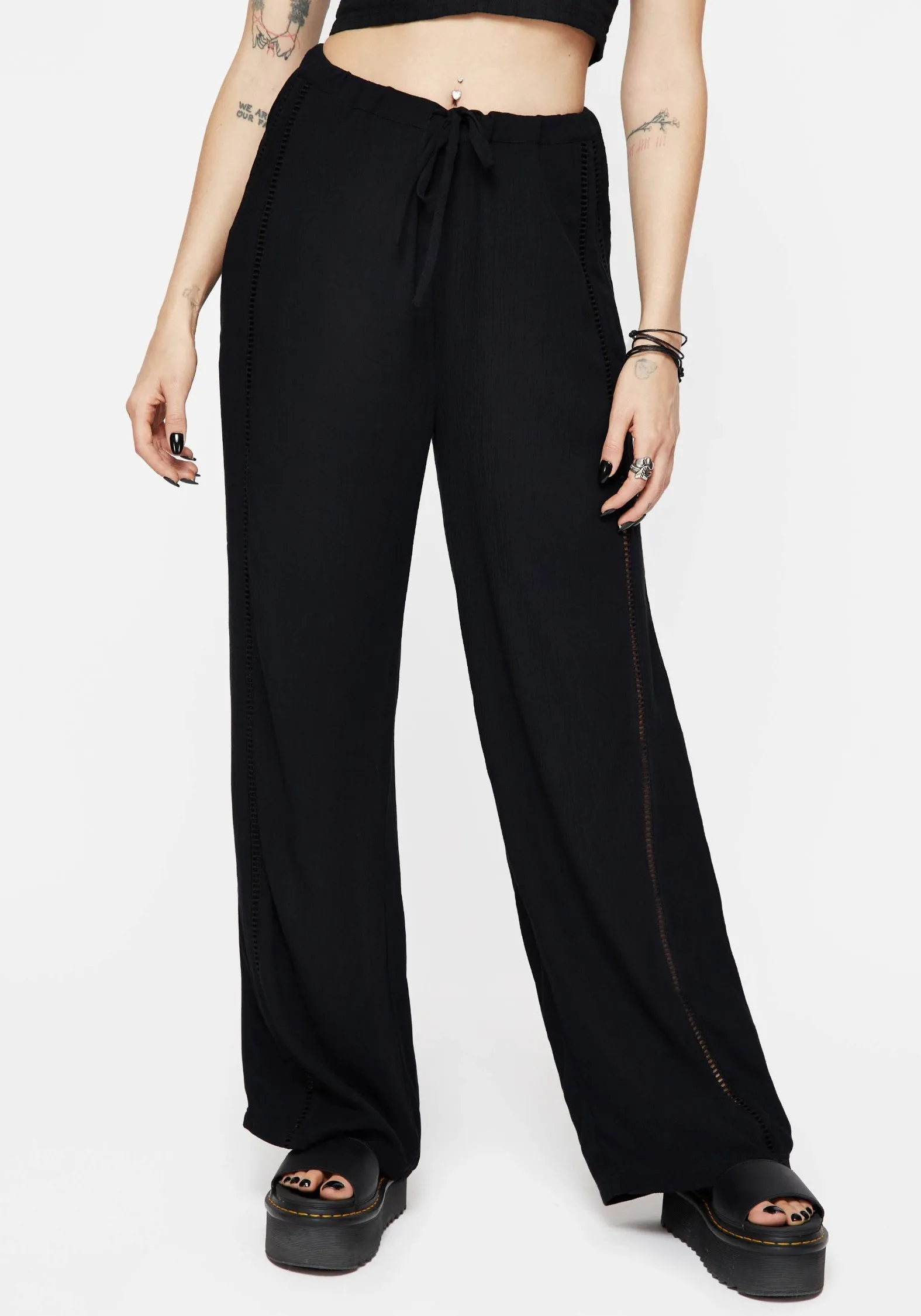 Blessing Lace Trim Wide Leg Trouser Rubberized grip