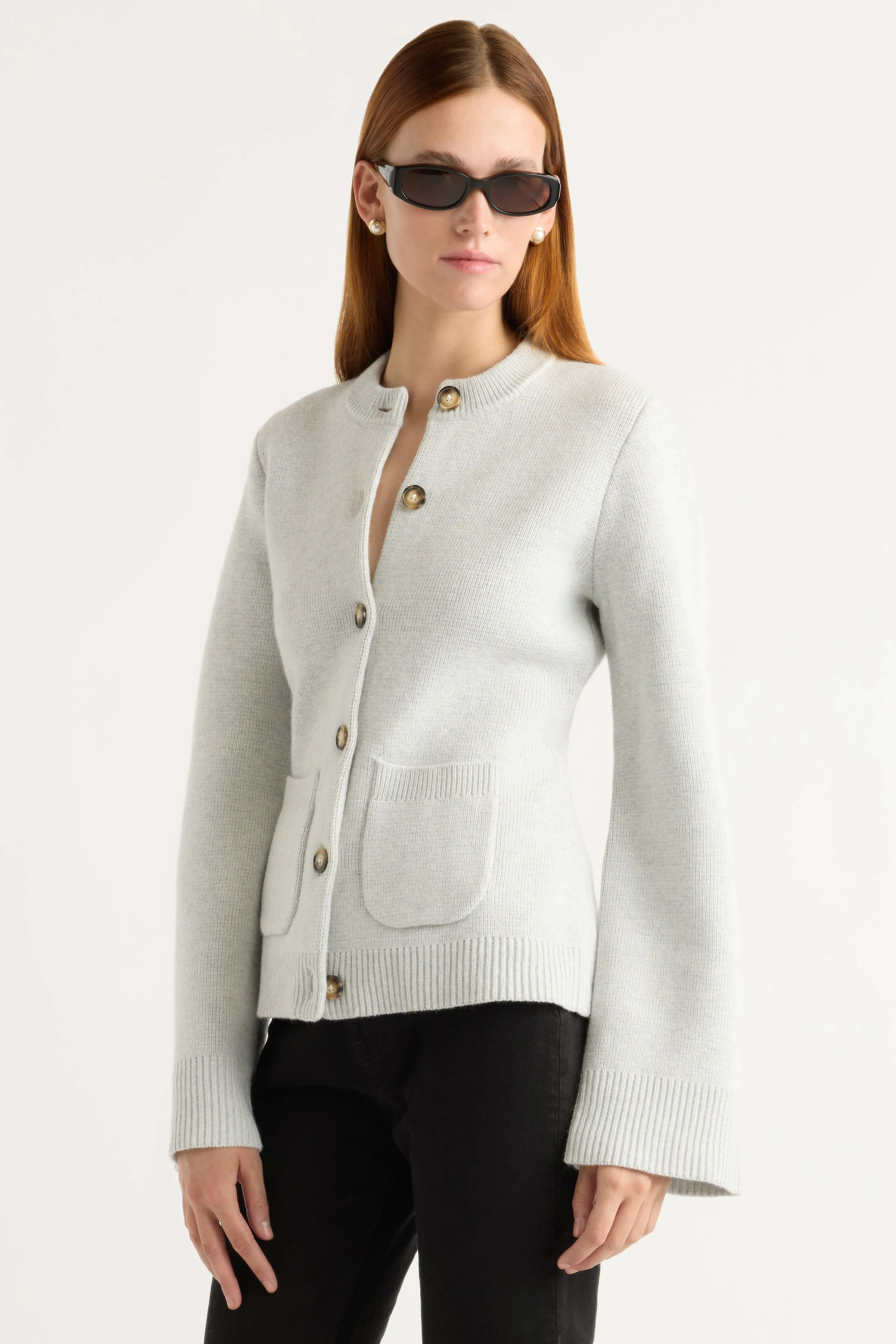 Eames Organic Cotton-Wool Cardigan Knitted Layer Non Restrictive Cut