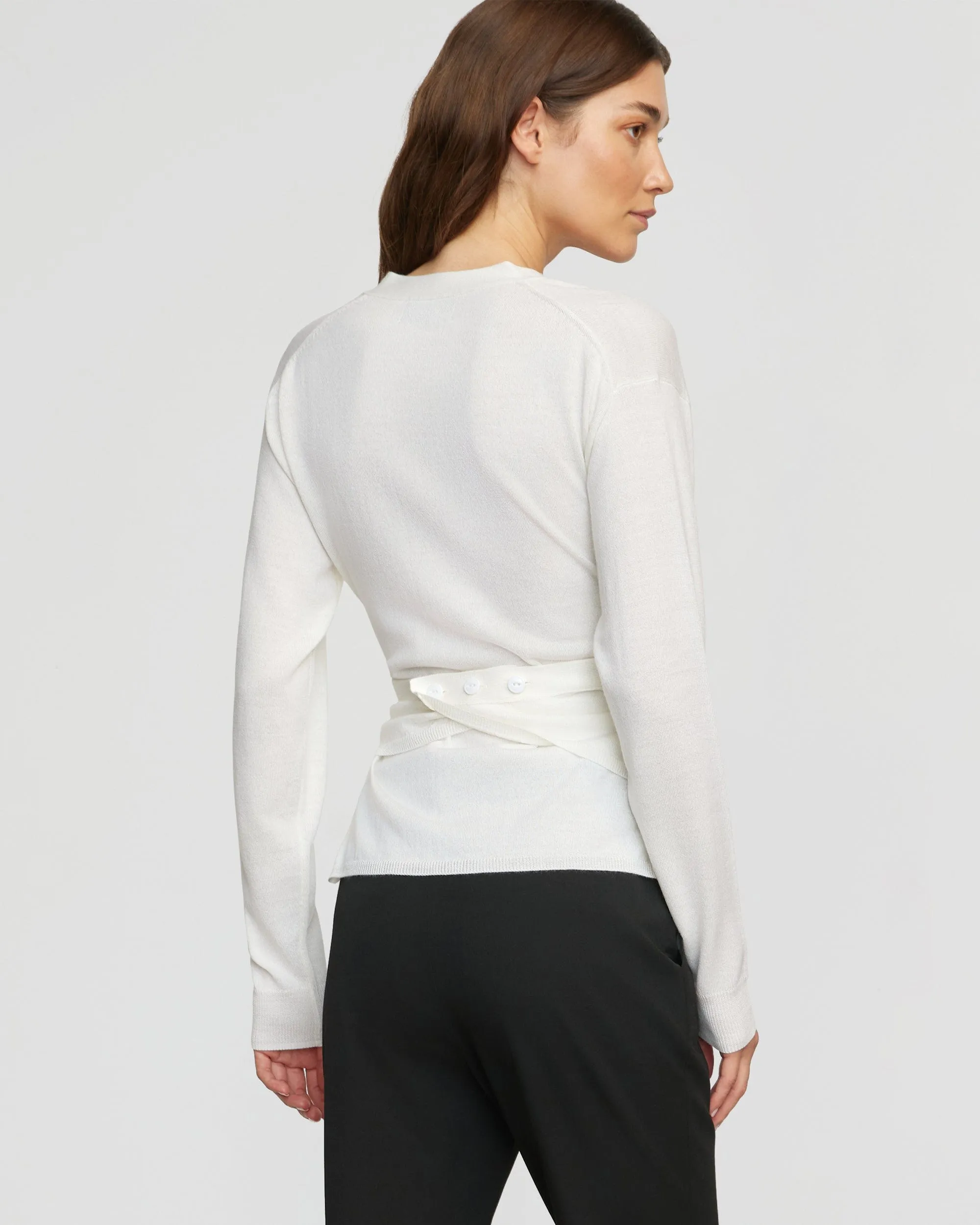 Tamar Wrap Knit Sweater Knitted Layering Moisture Wicking Fibers