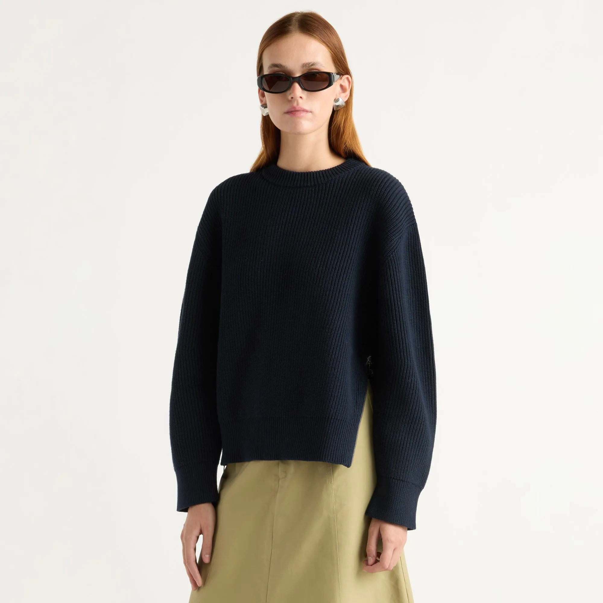 Knitwear Essential Tate Organic Cotton Side-Zip Sweater