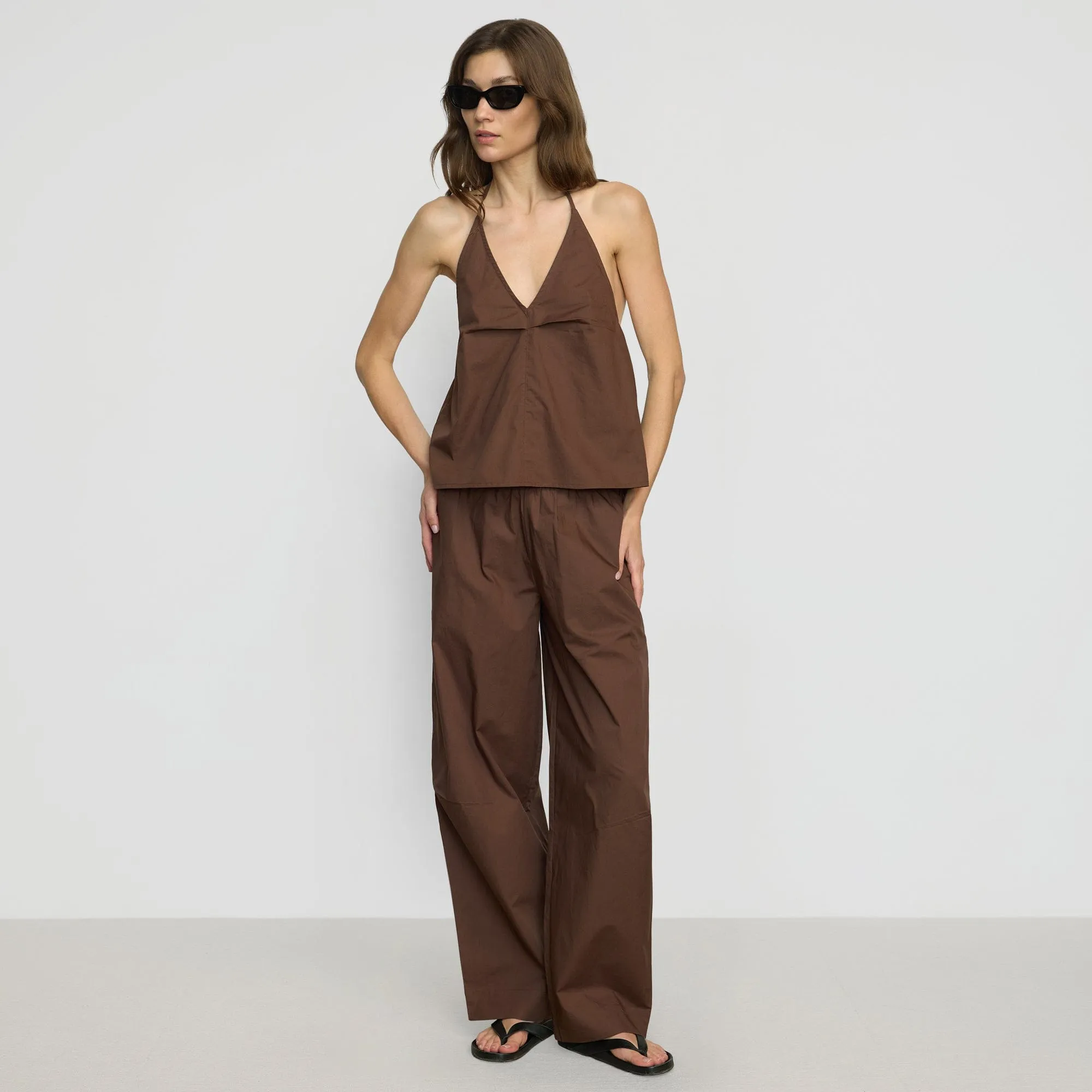 Paula Smocked-Waist Organic Cotton Pant Essential Wear