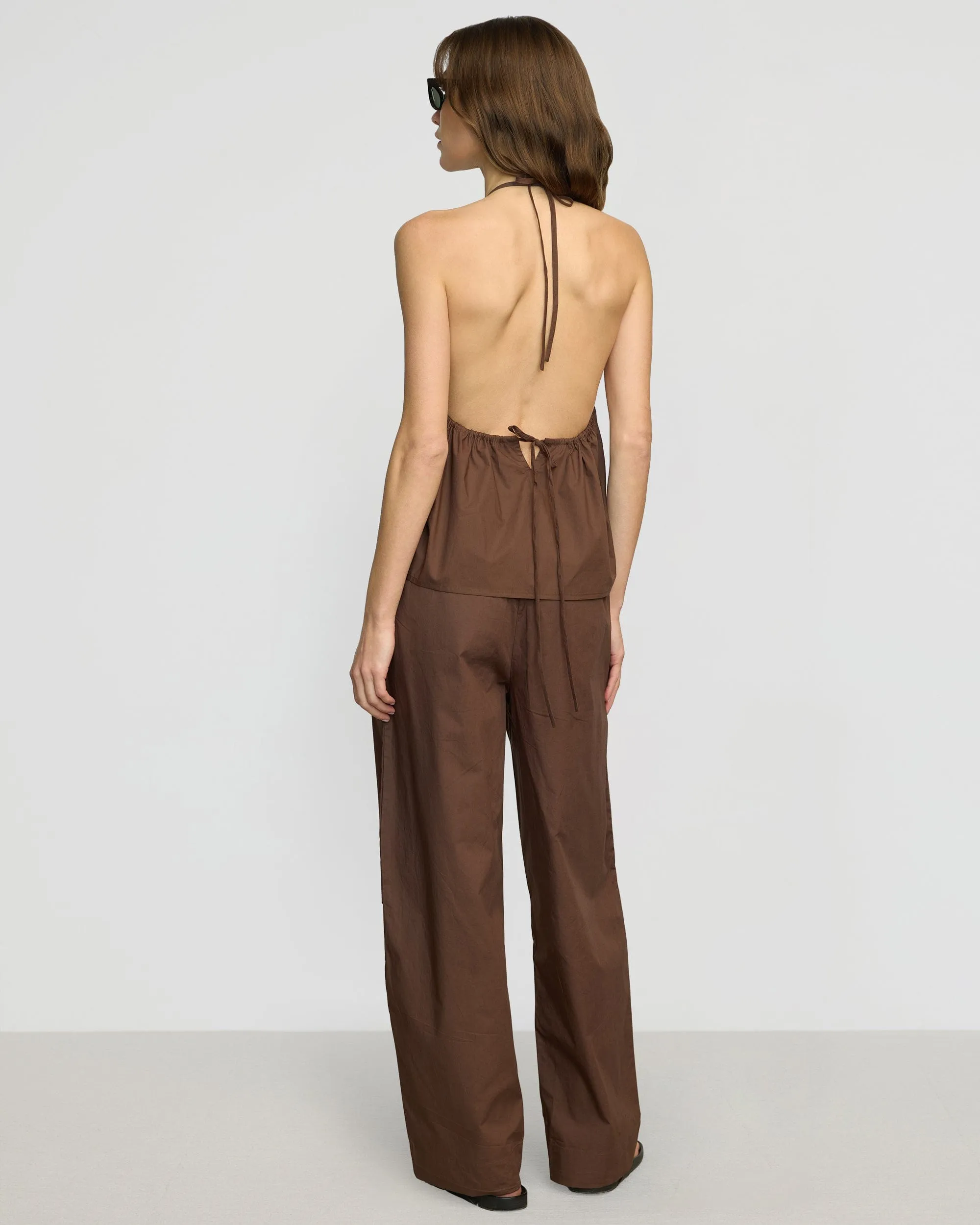Paula Smocked-Waist Organic Cotton Pant Simple Fit