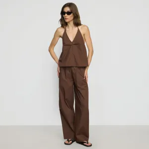Paula Smocked-Waist Organic Cotton Pant Essential Wear