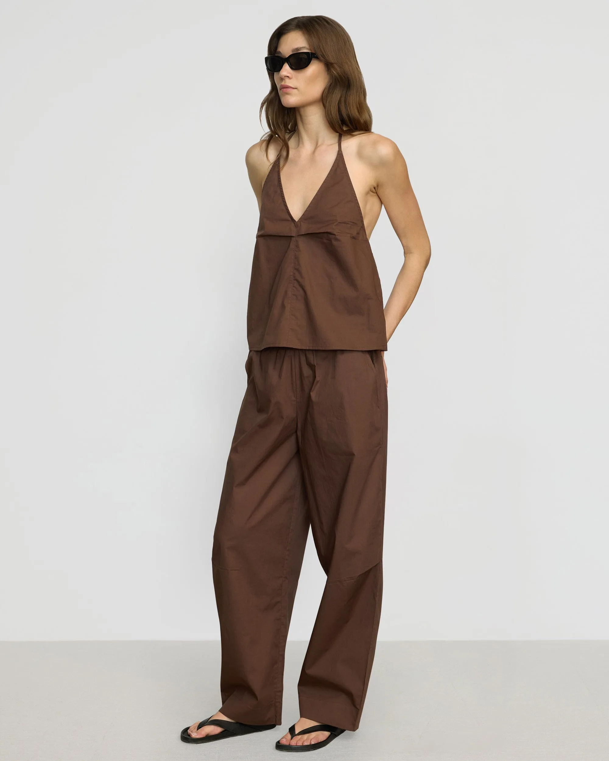 Paula Smocked-Waist Organic Cotton Pant WaterproofTechnology