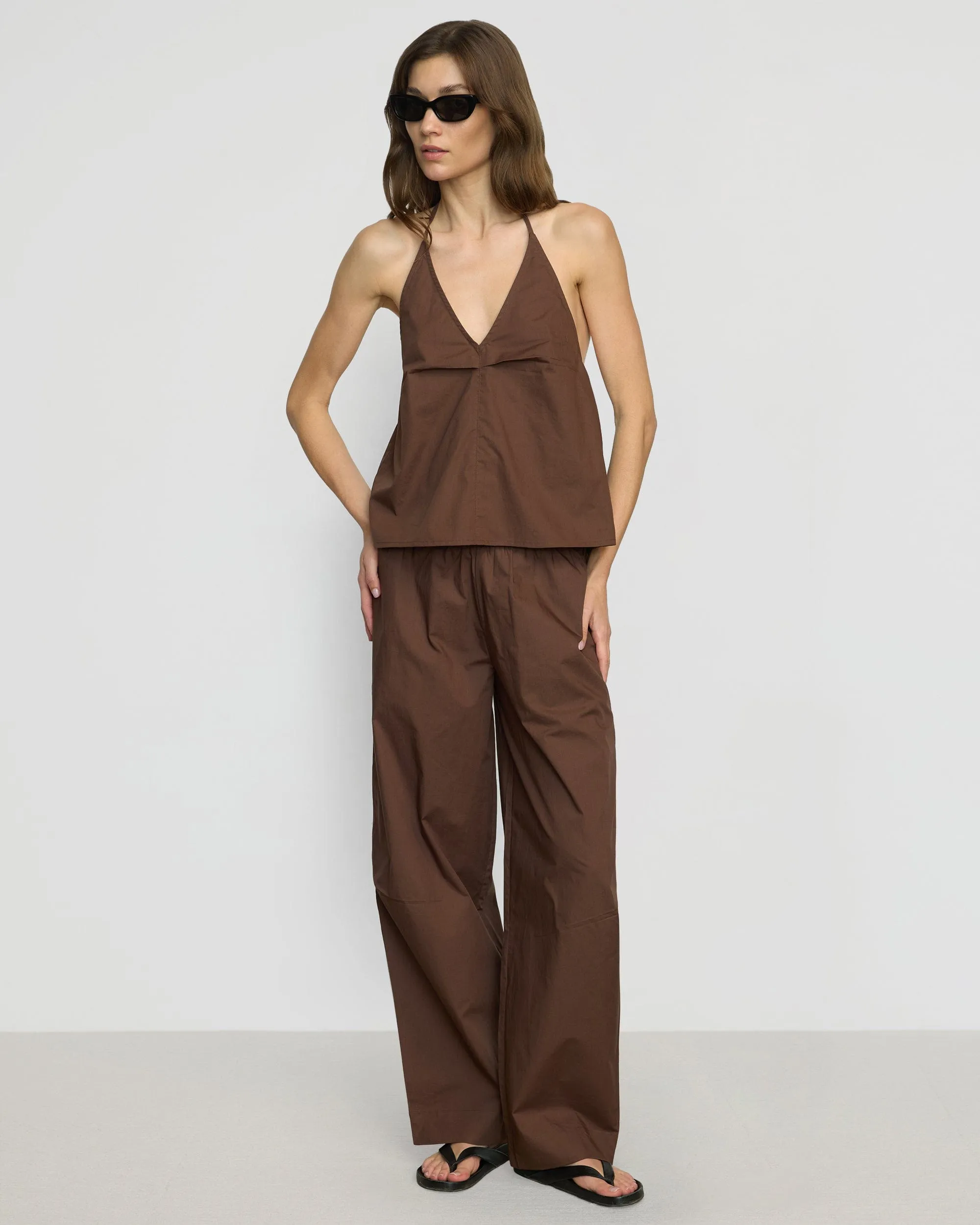 Stain Repellent Coating Paula Smocked-Waist Organic Cotton Pant