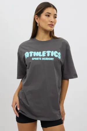 DoubleStitched Seams Grey Graphic Tee Short Sleeve