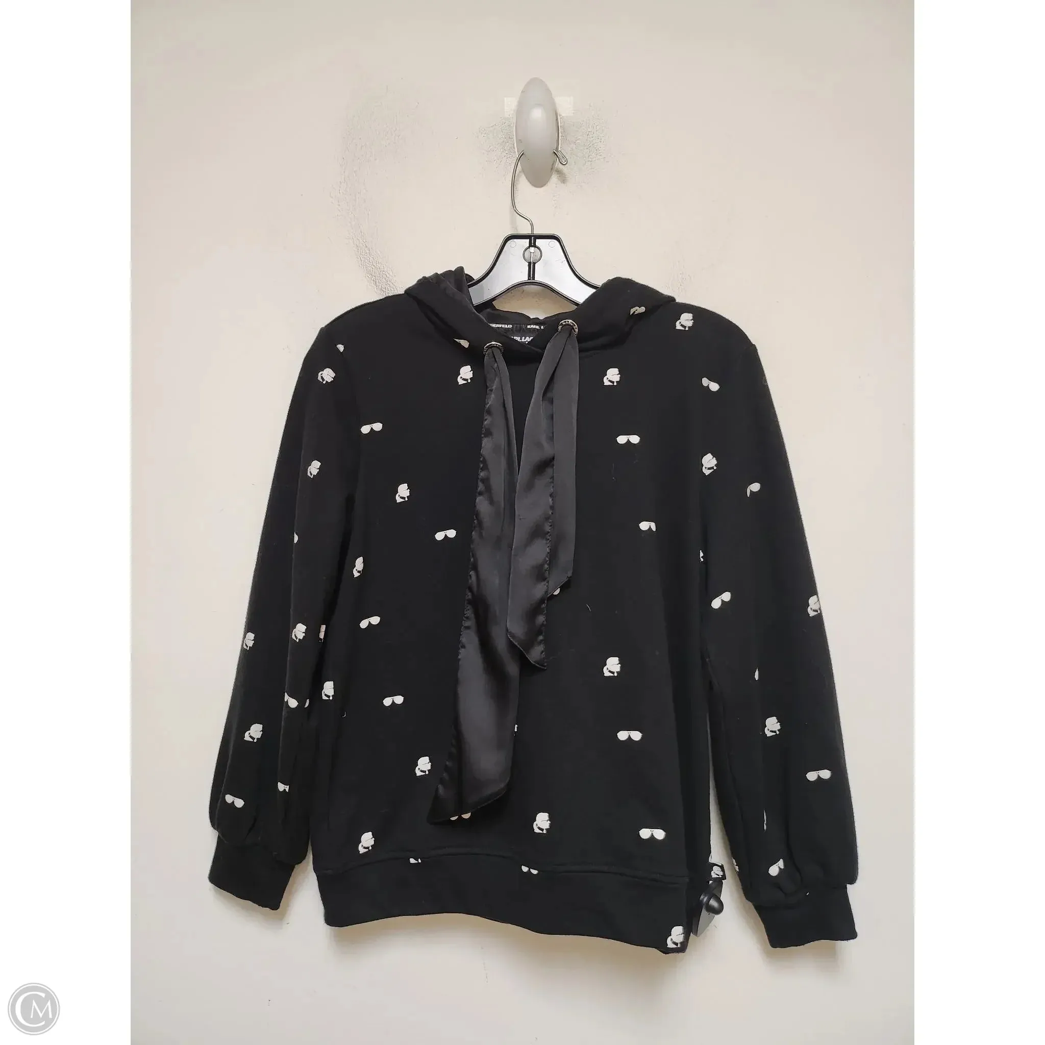 Trendy Boots CompressionKnit Sweatshirt Designer By Karl Lagerfeld In Black & White, Size: Xs