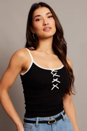 Black Ribbon Top Singlet Soft Joggers Camera Glow