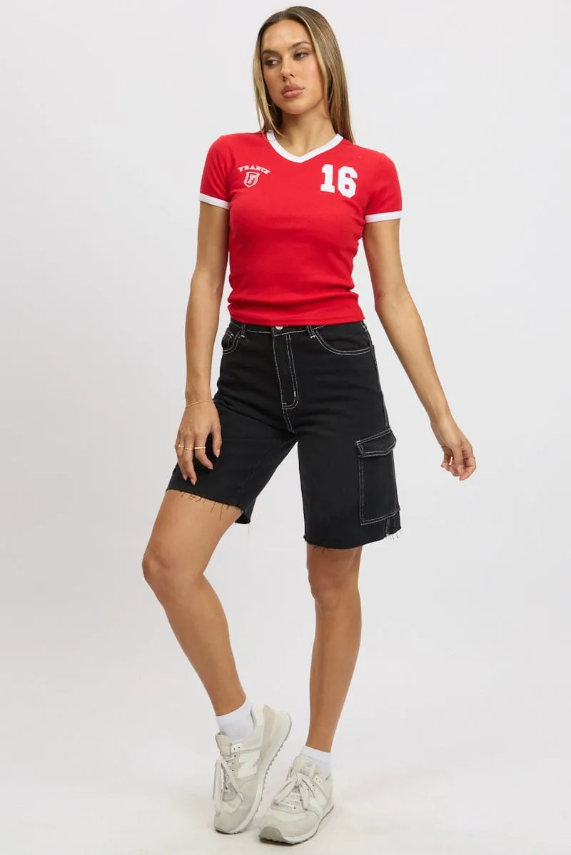 Black Relaxed Shorts Non Restrictive Cut Contoured Articulation