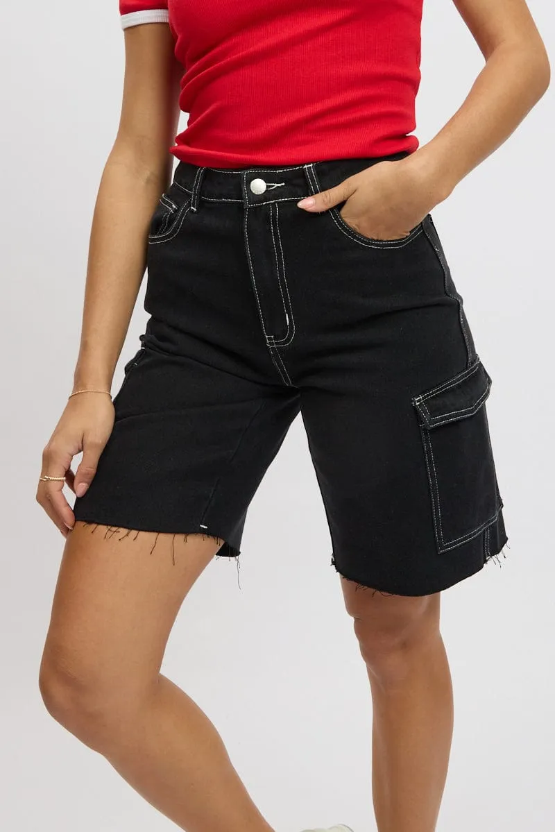 Black Relaxed Shorts Low Bulk Waistband