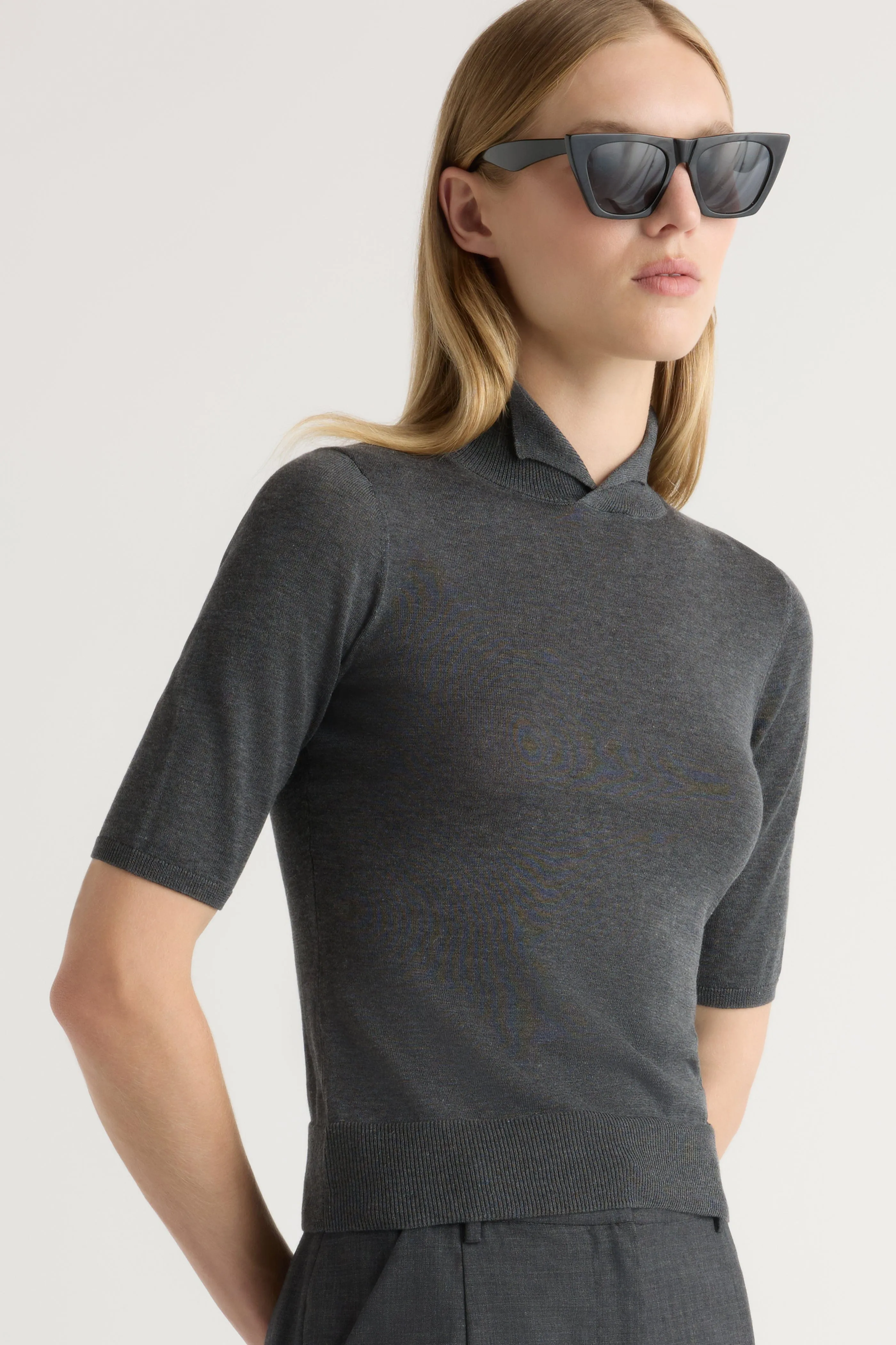 Gia Cotton-Silk Turtleneck Knit Top Yarn Dyed Fabric Cozy pieces