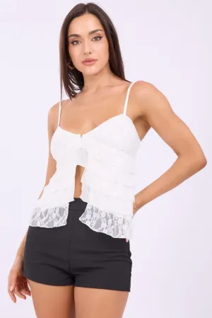 Warm Coat Weather Guard White Singlet Top Lace