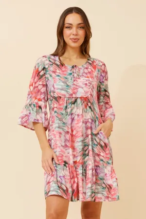 QuickDryMaterial HAILEY ABSTRACT PRINT DRESS
