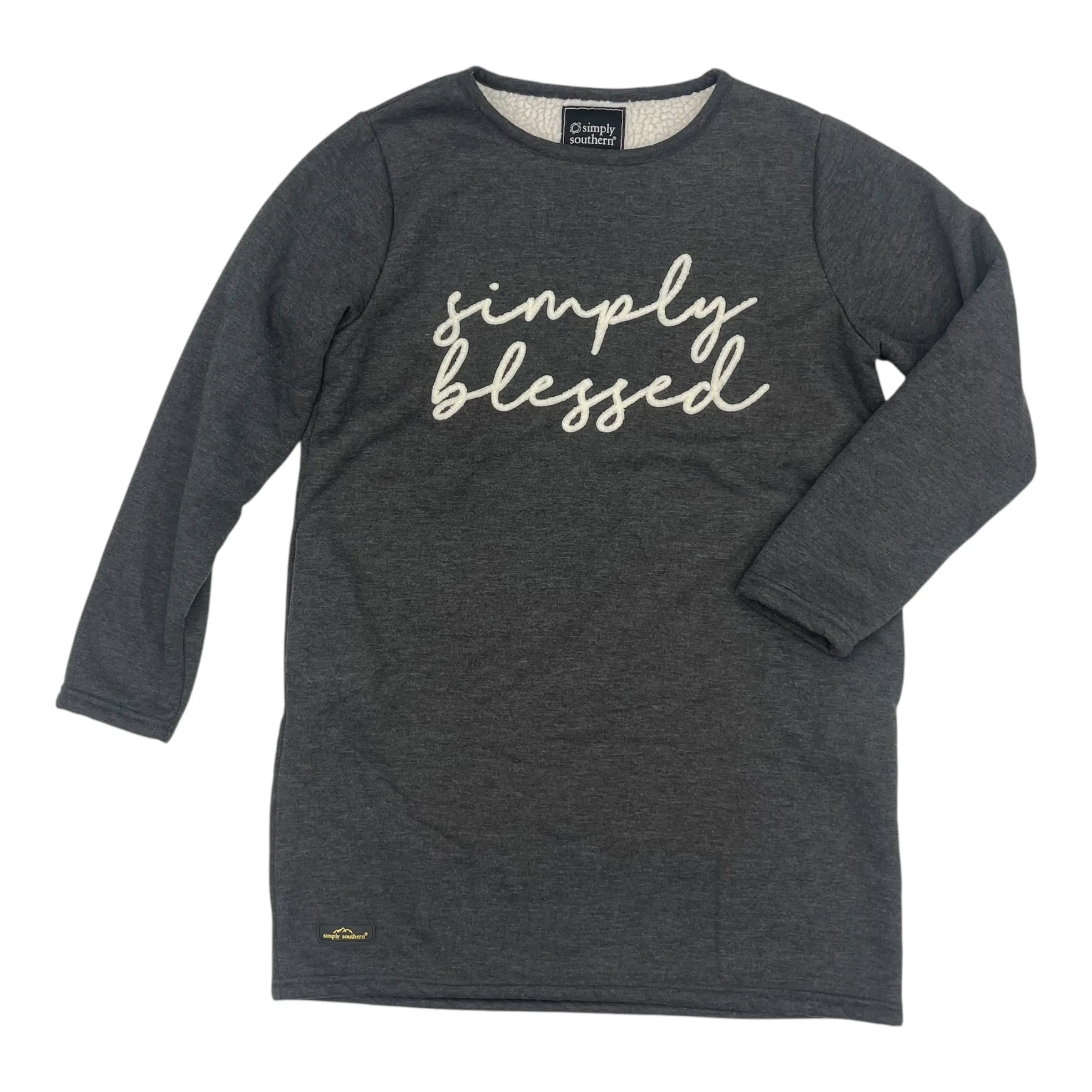 NonRestrictiveCut Sweatshirt Crewneck By Simply Southern In Grey, Size:L