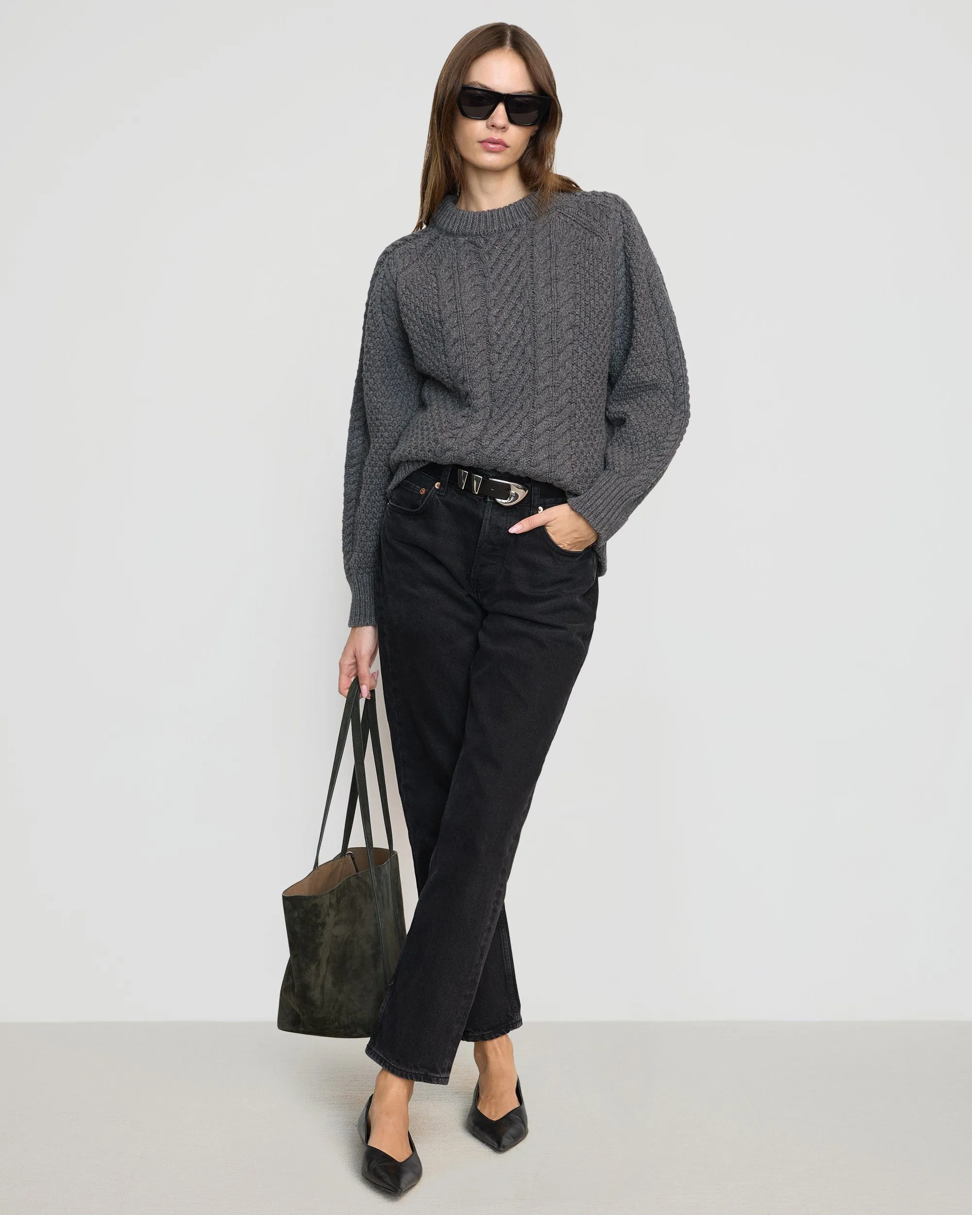 Brady Chunky Cable Knit Sweater Layered Comfort Trendy Warmth