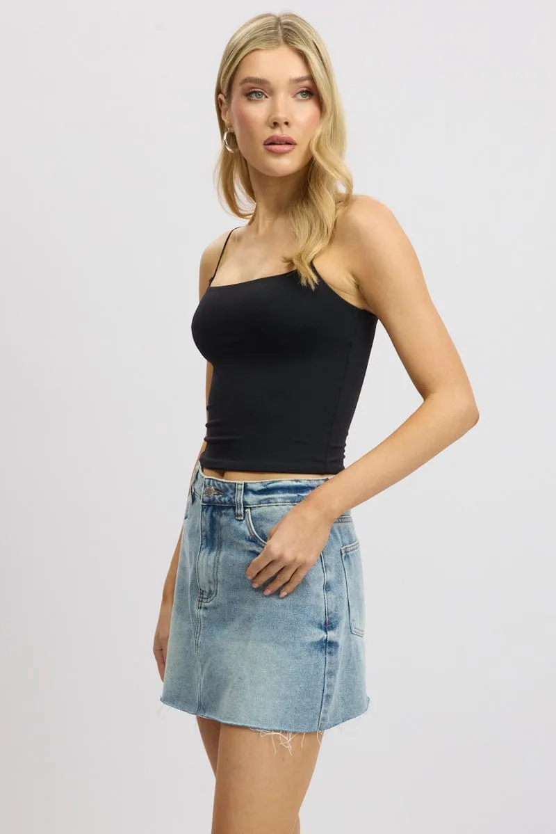 Soft Knit Black SuperSoft Singlet Double Layer