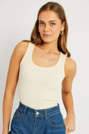 SlipResistantHem Nordic Light White Singlet Top Contrast Stitch