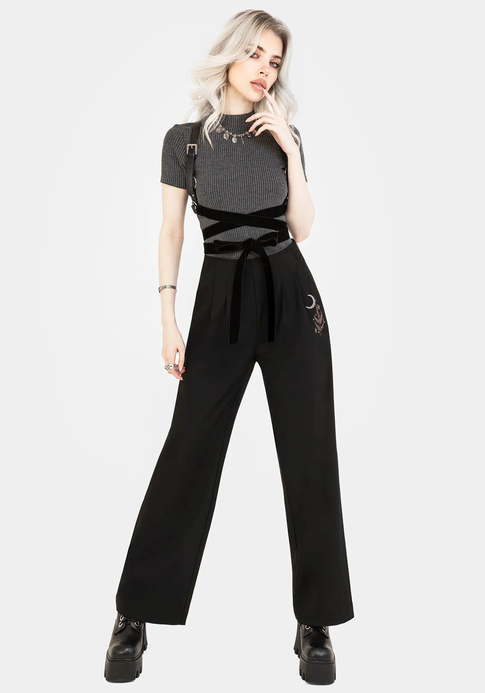 Lucia Firefly Embroidered Pleated Trousers Cozy Wear