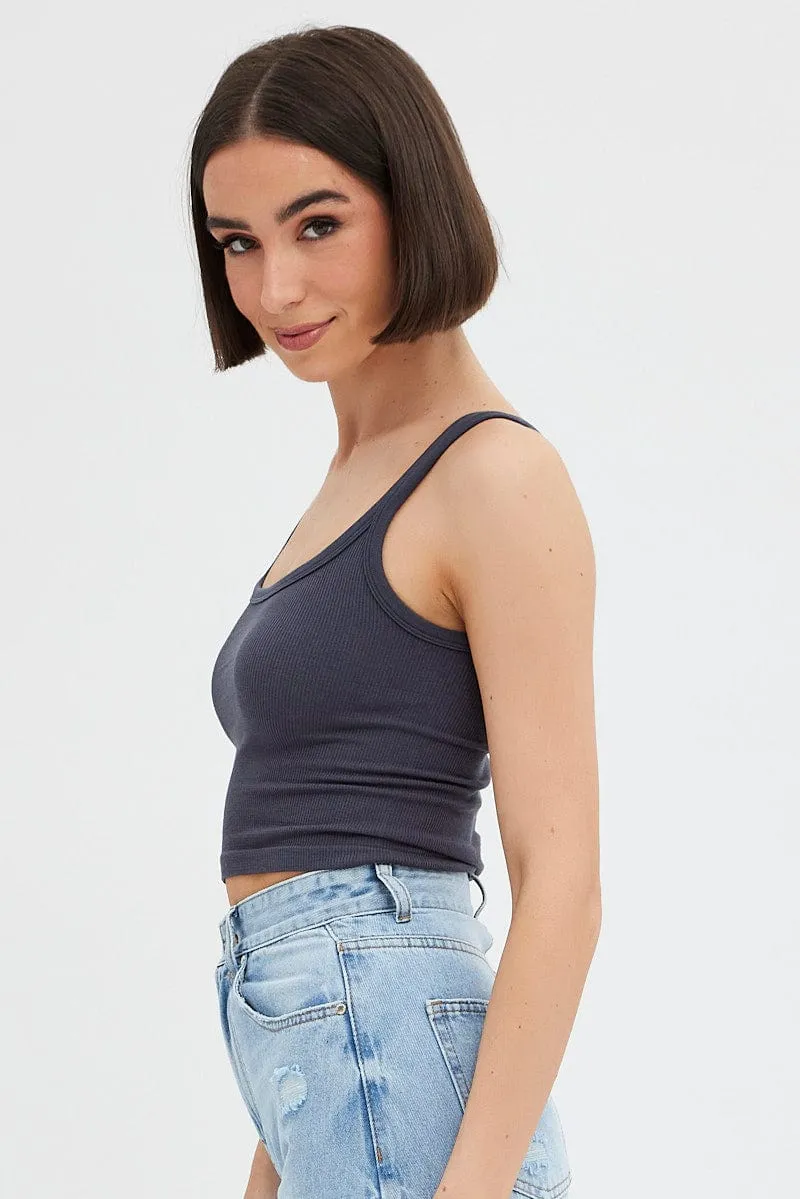 UV Protection VersatileCuff Grey Singlet Top Round Neck