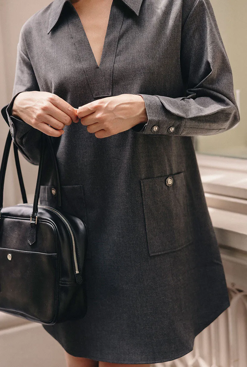 MoistureControlClothing Abby Wool Blend Dress - Charcoal