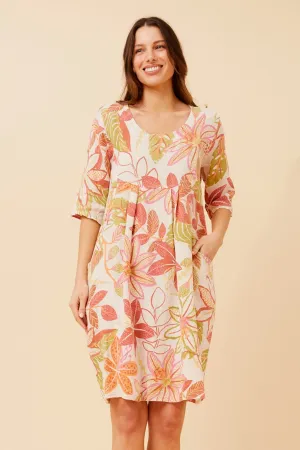 PISA FLORA LINEN DRESS All weather KnotFree Tailoring
