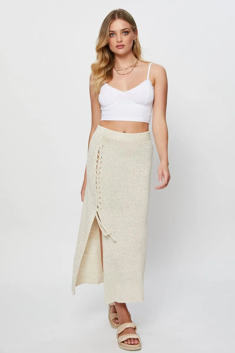 Beach Fit Run Glow White Crop Top Lace