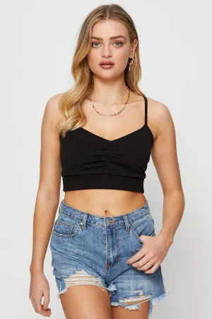 Comfortable Hoodie Black Singlet Bralette Crop