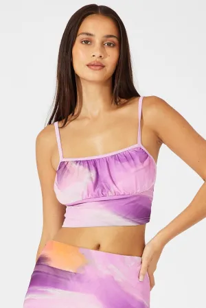 Timeless Wear Leather Core Pink Abstract Singlet Cami Crop Mesh Printed