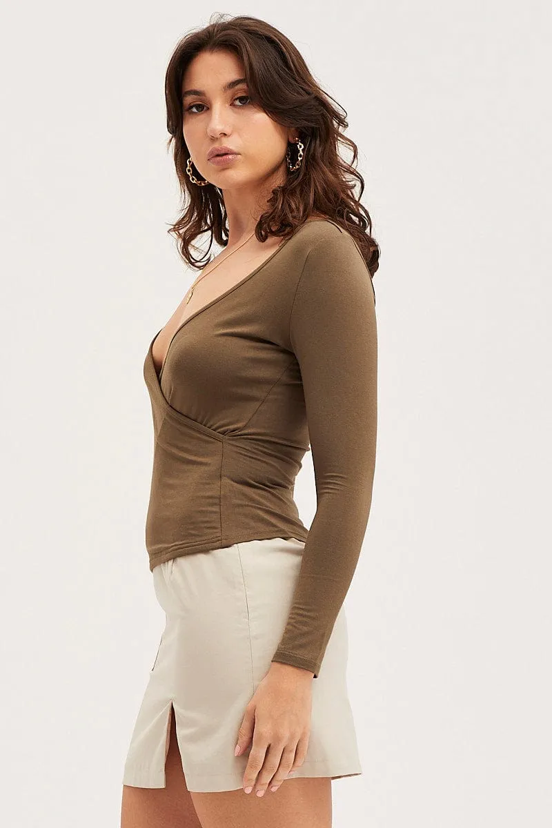 Green Wrap Top Long Sleeve Ocean Glow PressureRelief Seams