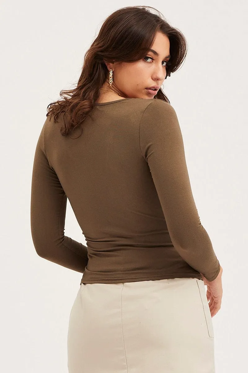 Green Wrap Top Long Sleeve ZeroChafeSeams