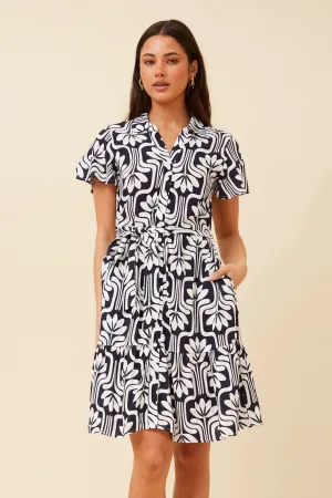 Flexible Fabric Blend TONIA ABSTRACT PRINT  DRESS