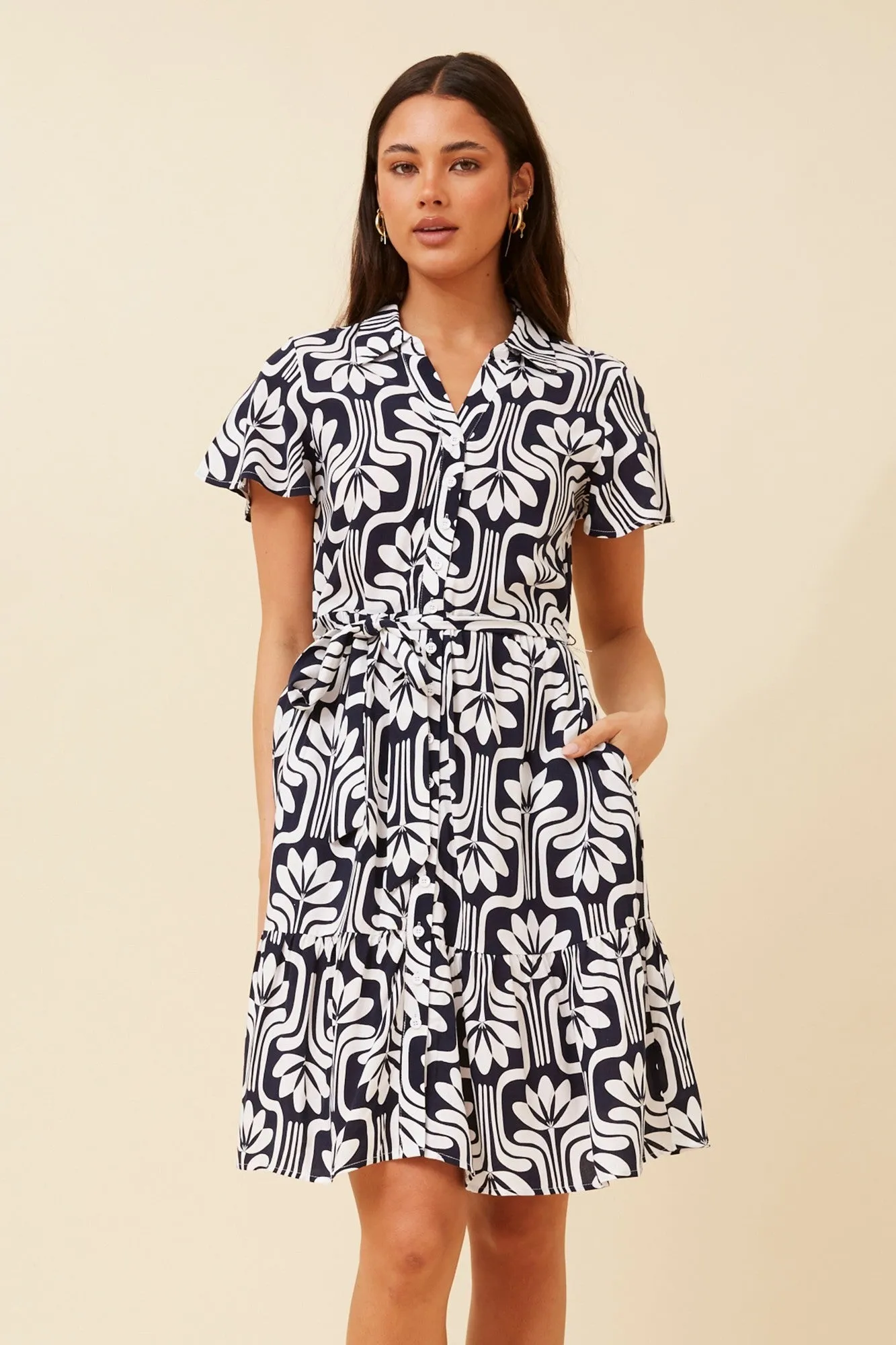 TONIA ABSTRACT PRINT  DRESS OdorResistant Material Lounge Gear