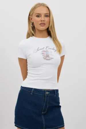 Breathable Material White Graphic Tee Short Sleeve