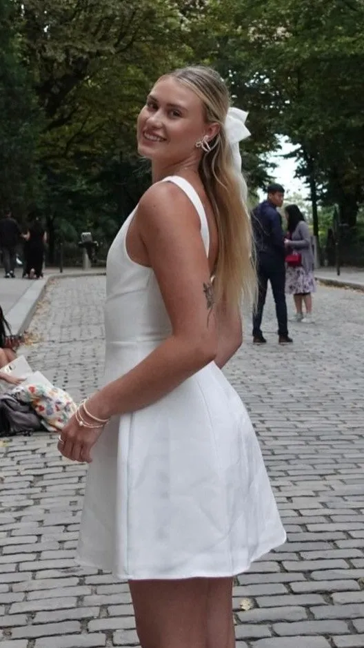 Rafiki Mini Dress - White Eco Friendly Material Adjustable Ties