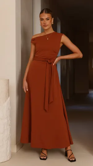 Gemma Maxi Dress - Brown Red Glow