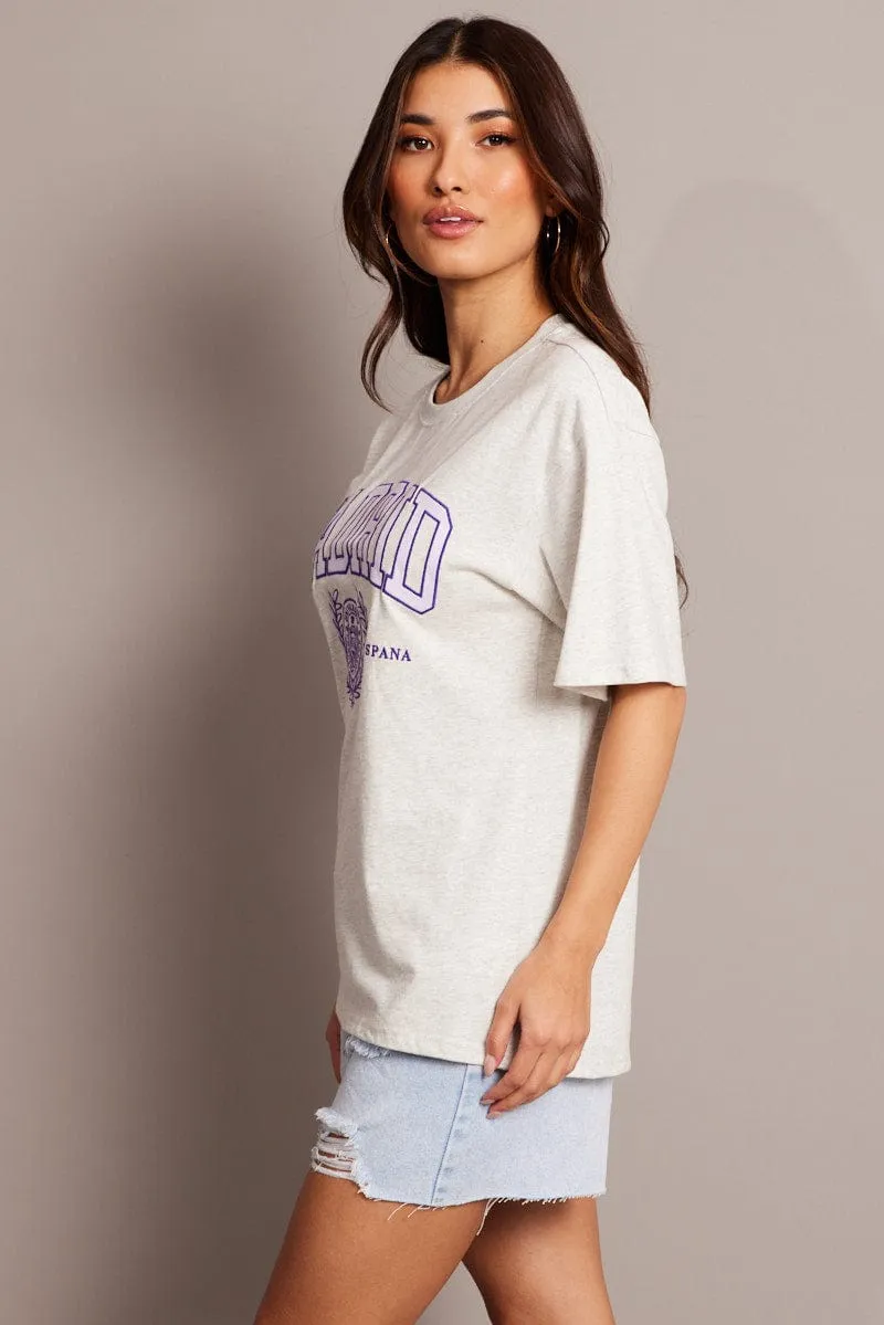 Grey Graphic Tee Short Sleeve monochromatic Essential Fit