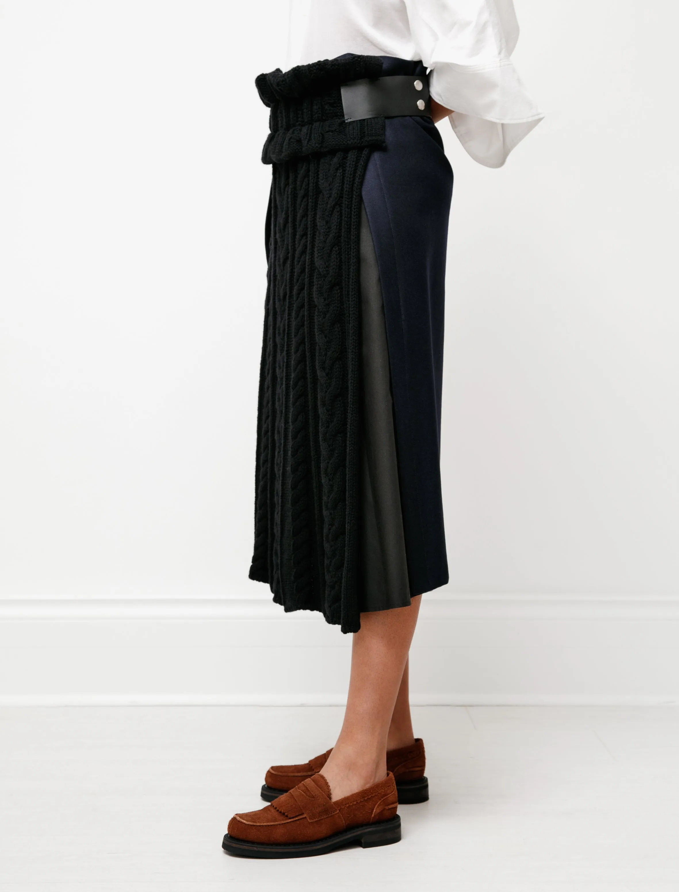 Celebrity Style City Mood Knit Combo Kilt Black/Navy