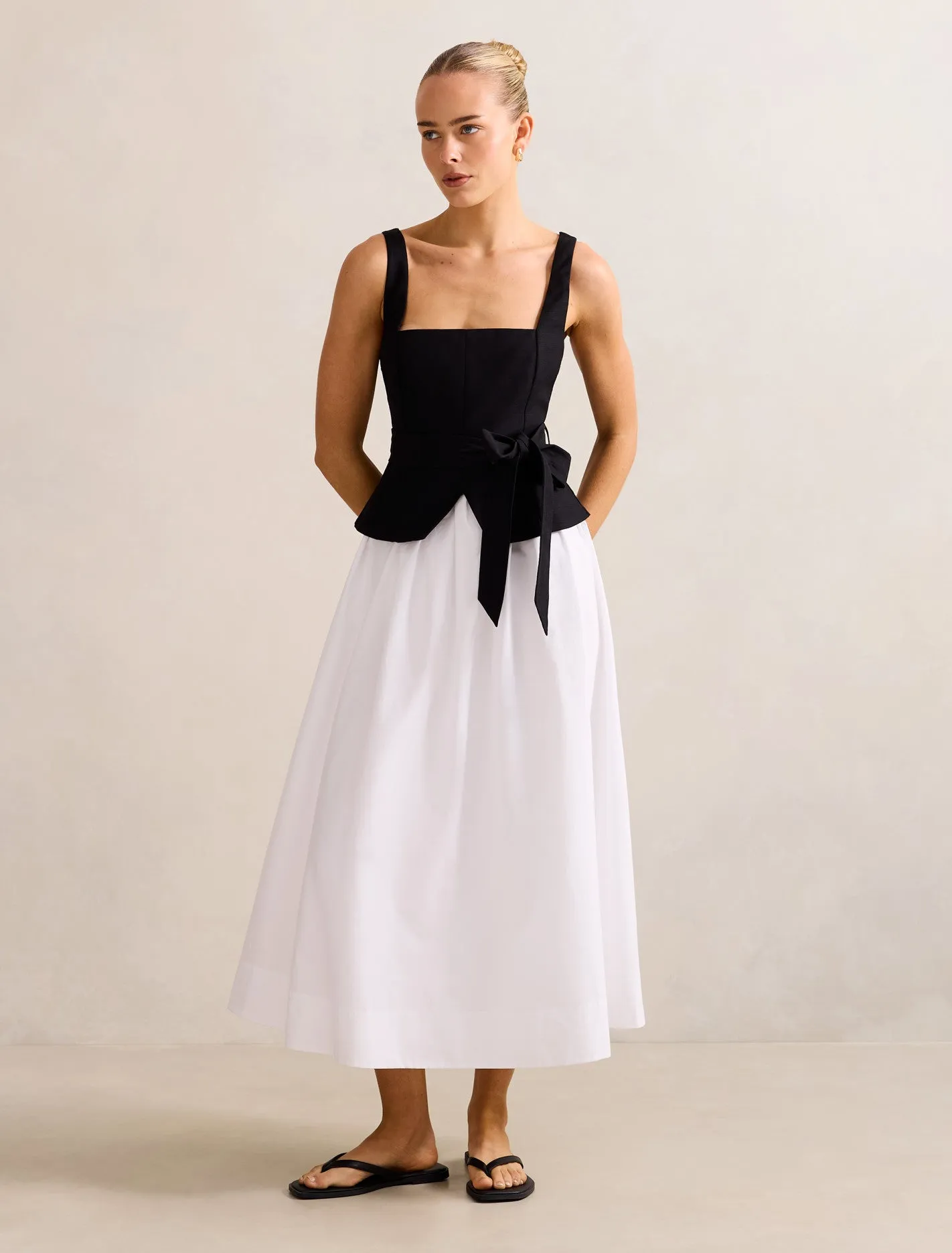 Celina 2 In 1 Linen Cotton Midi Dress Versatile midi dress with pockets