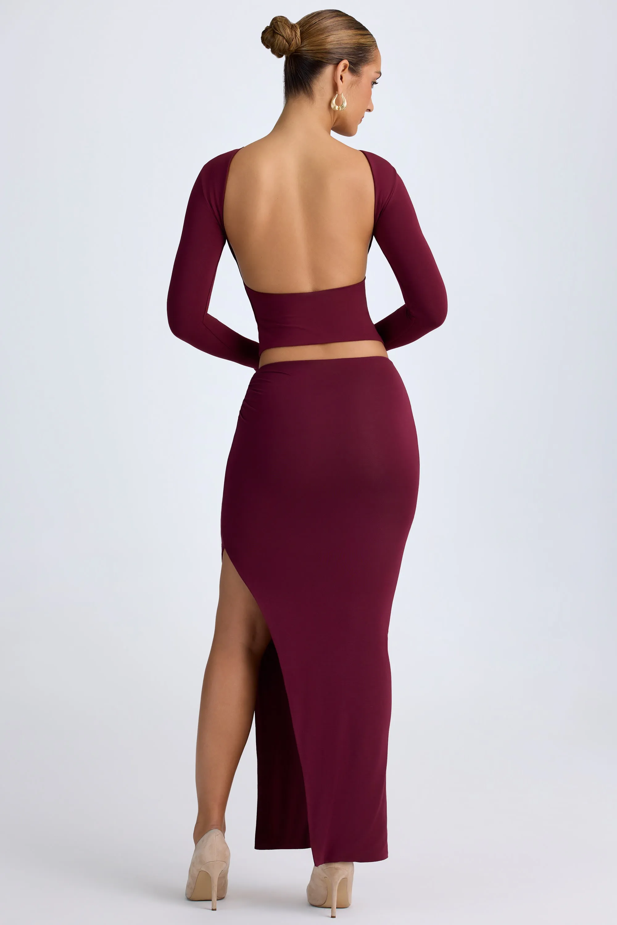 Daily Essential Modal Low-Rise Maxi Skirt in Wine Red
