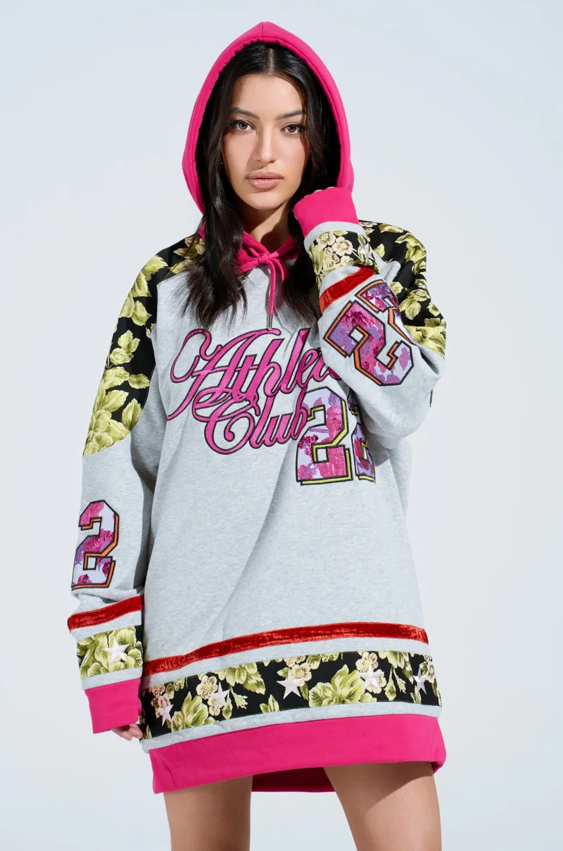 ATHLETIC BROCADE SWEATSHIRT DRESS Handmade