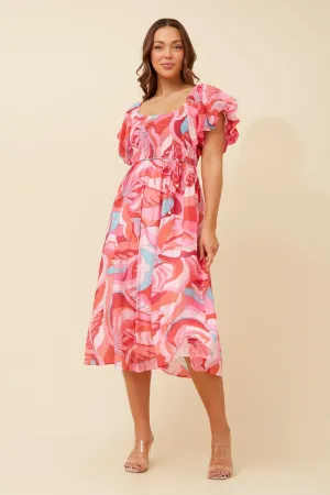 ANOK PUFF SLEEVE MIDI DRESS Soft Flow Sophisticated Comfort