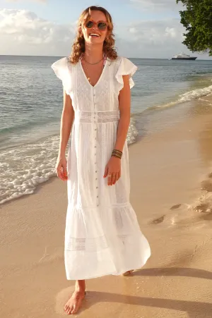 Flower Lane Flattering Layers Nyla Beach Midi Dress | White