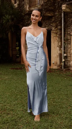 Yasmeen Tie Front Maxi Dress - Blue This dress provides the perfect blend of comfort and sophistication for any occasion